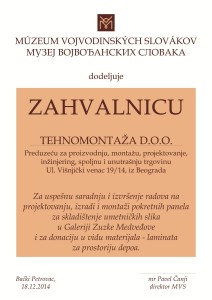 Zahvalnica Tehnomontaza